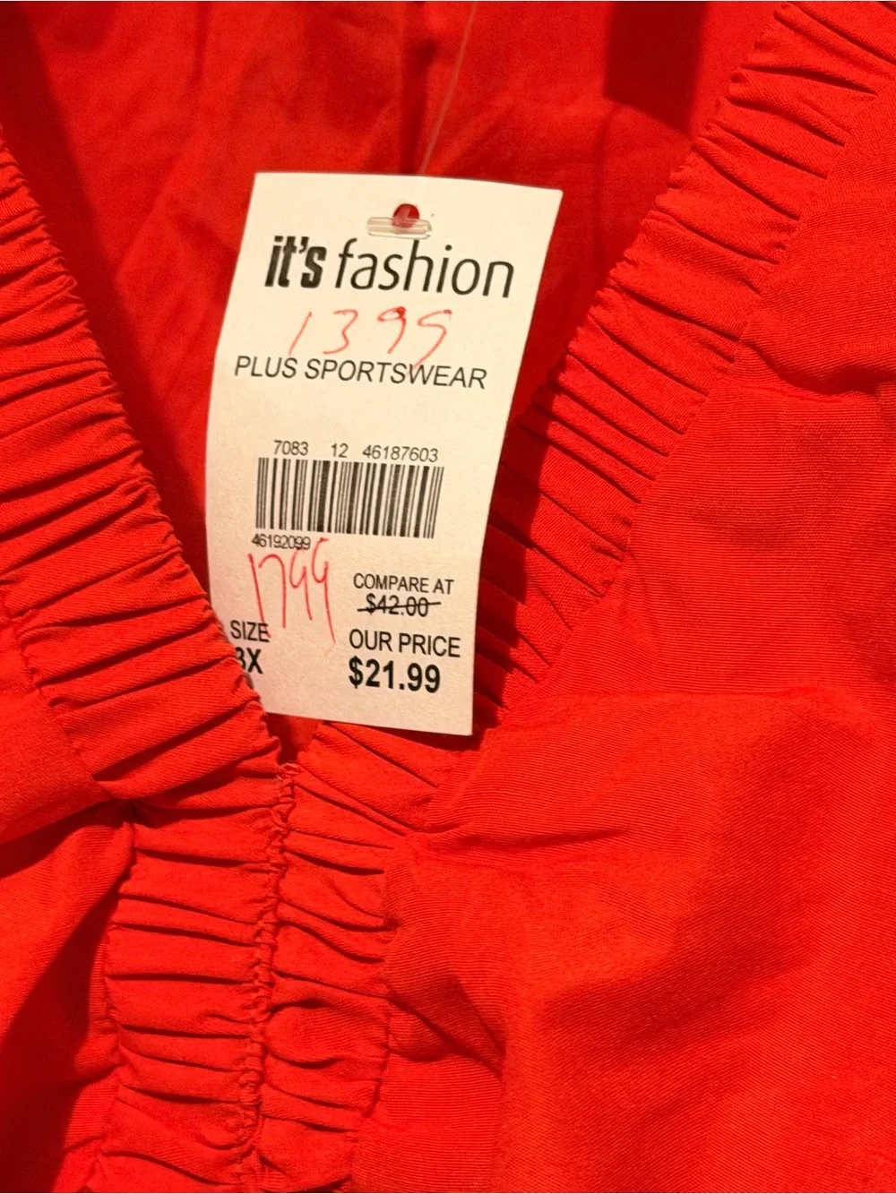 Truth Bright Red V-Neck Tie-Front Peplum Blouse